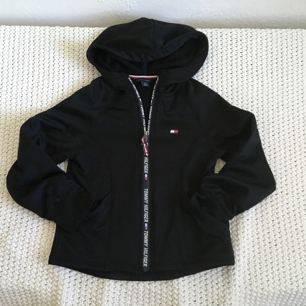 TOMMY HILFIGER KIDS SIZE 7 ZIPPER HOODIE JACKET WITH POCKETS